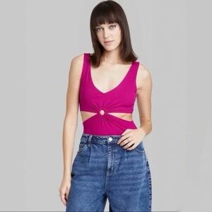 Wild Fable Plus XXL Magenta Pink Purple Cut Out Ribbed Bodysuit